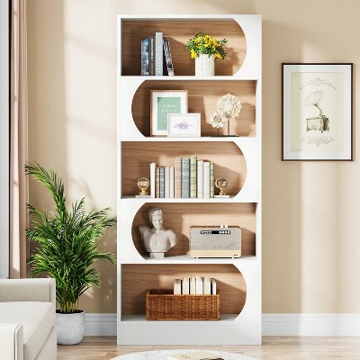 Hommoo 71" Wood 5-Tier Bookcase White