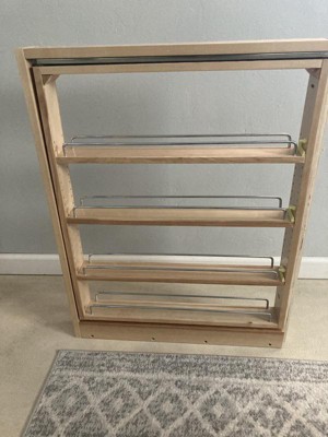 Rev-A-Shelf 6W x 38-1/2 Inch Height Tall Pantry Cabinet Filler Pull-Out  Organizer with Wood Adjustable Shelves, Natural, Min. Cabinet Opening:  6-1/8 W x 23-1/4 D x 38-5/8 H 432-TF39-6C