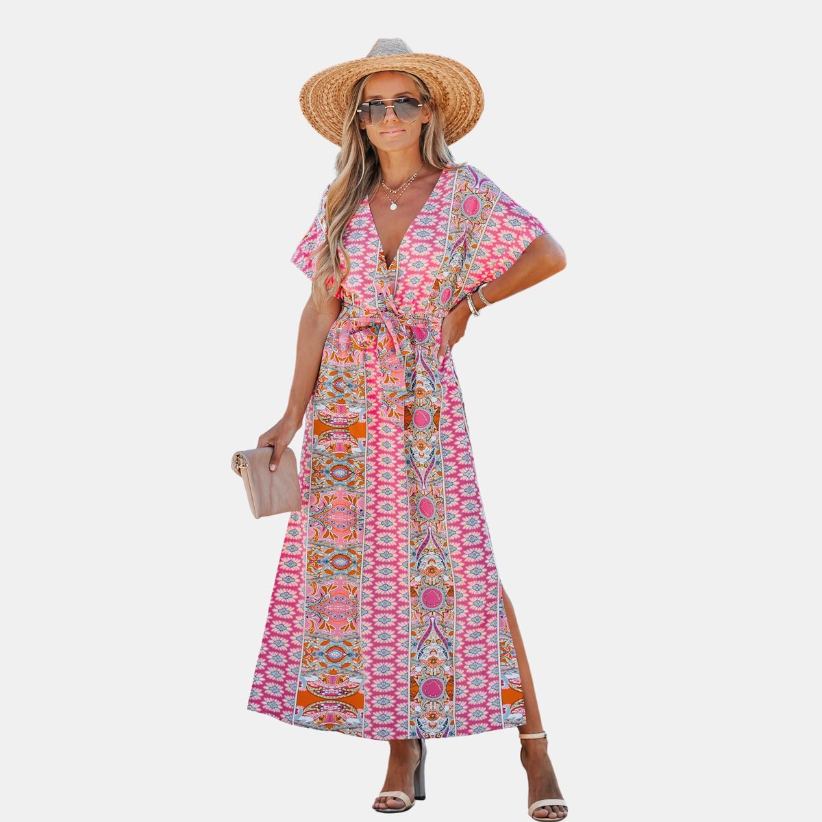 Cupshe Women's Vibrant Boho Maxi Dress with Alluring Print