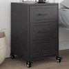 vidaXL Bedside Cabinet - Black Cold-rolled Steel, Medium, 3 Drawers, Industrial Style, Lockable Wheels - 2 of 4