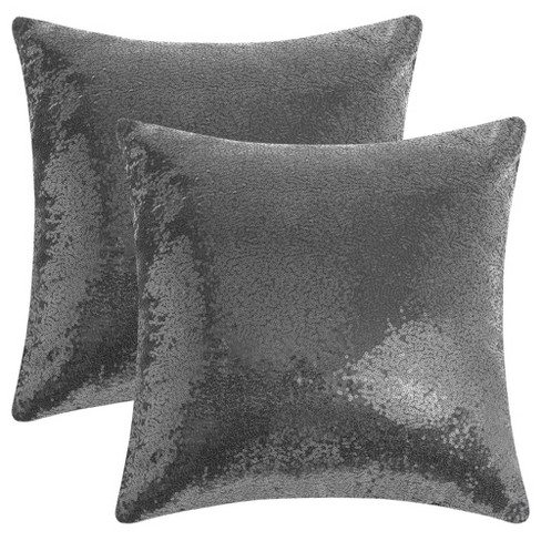 Unique Bargains Home Decor Sequin Square Glitter Decorative Personalized Throw Pillow Covers 2 Pcs Gray 16 X 16 Target