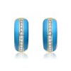 Guili 14K Gold Plated Hoop Earrings with Colored Enamel and Sparkling Clear CZ Stones, Creating a Chic, Stylish, and Eye-Catching Accessory - 2 of 2