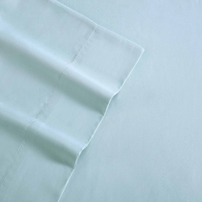 Queen Blue Cotton Polyester Sateen Sheet Set