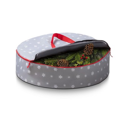 OSTO Superior Christmas Wreath Storage Bag with Holiday Design 30 in. Tear Proof, Waterproof 600D Polyester, Year-round Wreath Storage Protection