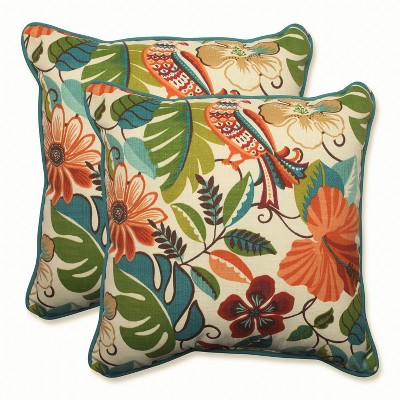 Lensing Jungle Outdoor Throw Pillow Set - White - Pillow Perfect
