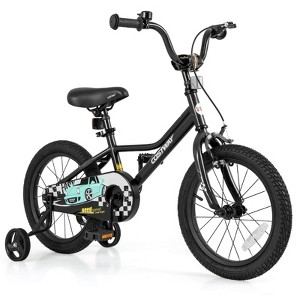 Costway 12"/14"/16"/18" Kids Training Bike with Removable Training Wheels Pneumatic Tires Navy/Black - 1 of 4