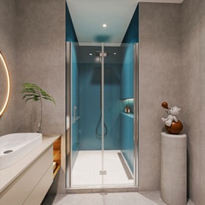 Versatile Pivot Shower Door with 1/4� Tempered Glass and Easy Adjustment - 1 of 4