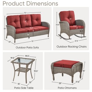 Gymojoy Outdoor Sofa Rocking Chair Side Table with Ottomans Patio Funiture - 1 of 4