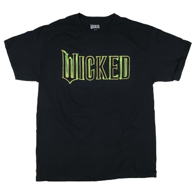 Seven Times Six Wicked T-Shirt Gold and Green Logo Design Movie and Musical Crewneck Tee Black