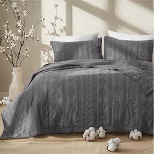 Bedsure 100% Cotton Quilt Set Lightweight Bedspread Cozy Bedding Coverlet Pillow Shams - 1 of 4