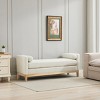 Boucle Upholstered Bench with 2 Bolster Pillows, Daybed Style Ottoman with Wood Legs for Bedroom or Living Room-Baofuwish - 2 of 4