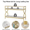 Gulches Elegant 3-Tier Console Sofa Table with Storage Shelves, White & Gold, Faux Marble Top, 55" - 2 of 4