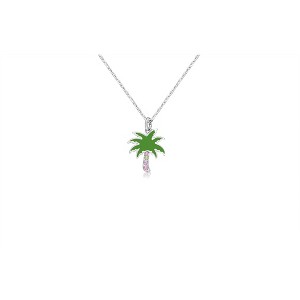 Chanteur Hypoallergenic Kids Jewelry Accessories Palm tree Green Crystal White Gold Palladium Plating Necklace Pendant - 1 of 1