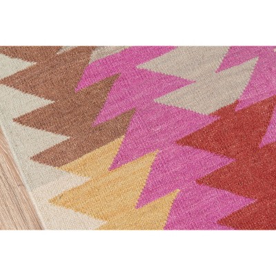 Bohemian Reversible Handwoven Wool Rug in Red, 7'6" x 9'6"