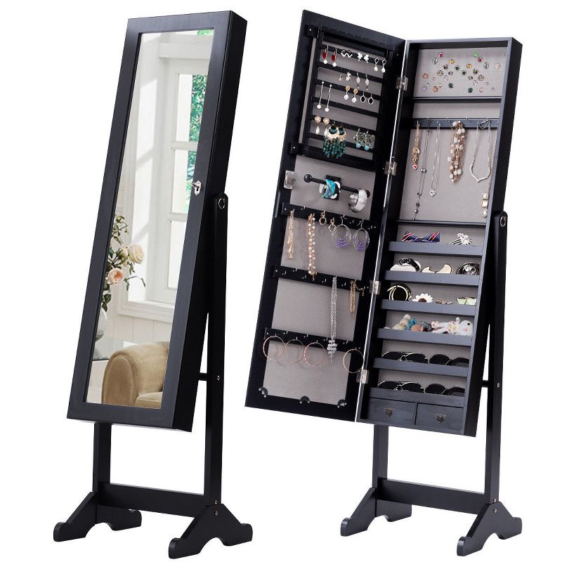Costway Mirrored Jewelry Cabinet Storage Organizer Drawers, 1 of 10