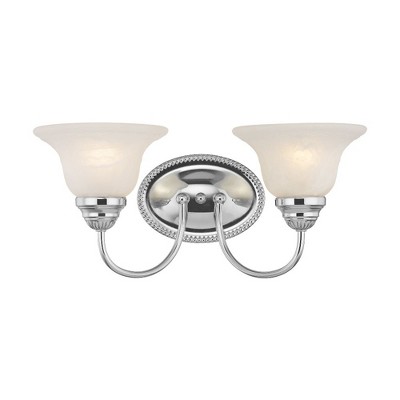 Edgemont Brushed Nickel 2-Light Vanity with White Alabaster Glass