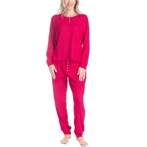 Ocean Pacific Women's Waffle Knit Pajama Set - 1 of 4