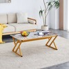 MAYEERTY Coffee Table 47X23.6 Rock Slab Natural Marble Pattern Golden Metal Legs Modern Fashion - 2 of 4