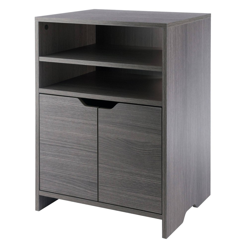 Nova Open Shelf Storage Cabinet Charcoal - Winsome: Adjustable, Home Office, Printer Stand