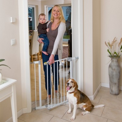 White Metal Pressure Mounted Baby and Pet Safety Gate
