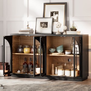 NicBex Arched Buffet Cabinet with Adjustable Shelves,Modern Sideboard Cabinet with Glass Doors,Storage Cabinet for Living Room - 1 of 4