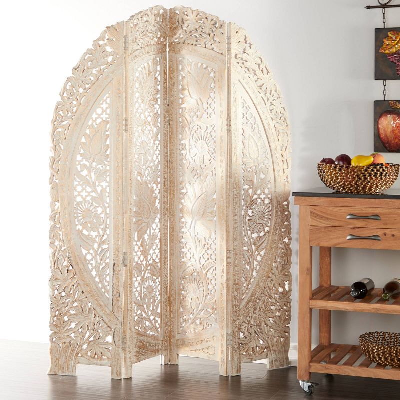 Eclectic Wood Room Divider Screen White - Olivia &#38; May, 3 of 27