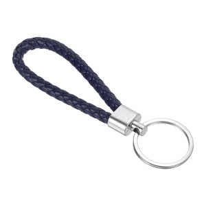 Unique Bargains Braided PU Leather Car Wallet Keychain with Stainless Steel Key Ring - 1 of 3