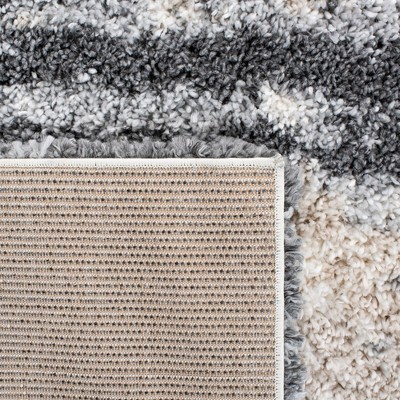 Gray and Ivory Shag Area Rug, 6'7" x 9', Synthetic
