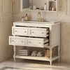 SeaCamel 36" White Freestanding Bathroom Vanity - Undermount Ceramic Sink Set with 4 Drawers & Solid Wood Frame - 2 of 4