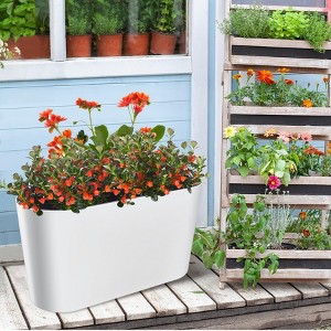 ODK 2 Pack Tall Oval Planter Box with Wheels Modern Flower Pots with Water Level & Removable Insert Bucket for Outdoor Patio, Garden, Window - 1 of 4