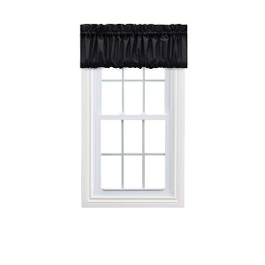 Ellis Stacey Solid Color Window 1.5" Rod Pocket High Quality Fabric Balloon Valance 60"x15" Black - 1 of 4