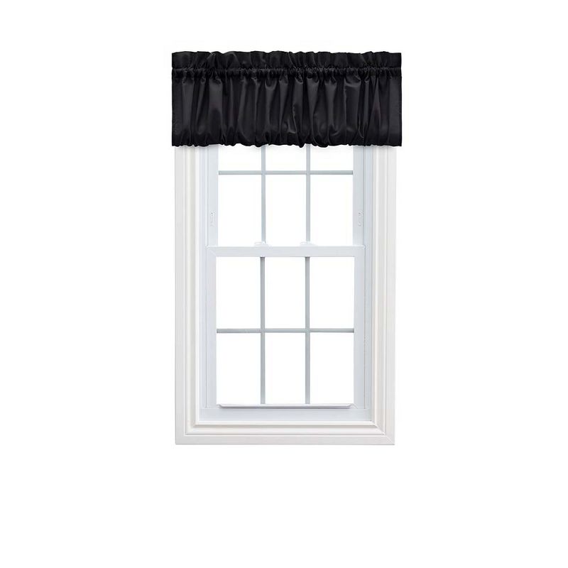 Ellis Stacey Solid Color Window 1.5" Rod Pocket High Quality Fabric Balloon Valance 60"x15" Black, 1 of 4