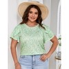 Womens Plus Size Tops Short Sleeve Casual Summer Square Neck Pleated Loose Fit Flowy Eyelet T Shirts Blouse - 3 of 4