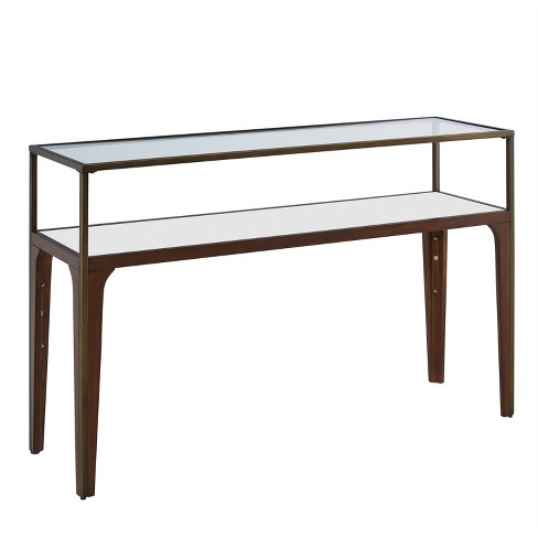 Athena Metal And Glass Console Table Tobacco White Aiden Lane