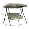 CAVINAS Striped 3-Seat Patio Porch Swing,Hammock Swing Bench with Adjustable Canopy,Outdoor Swing for Garden&Backyard,594LBS Capacity,Beige - 4 of 4