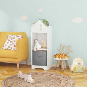GlasFlength Decorative Bookshelf Creative and Unique Styling, Multifunctional Storage with Open Display Bookshelves, White,12.3”*11.8”*31.5" - 1 of 4