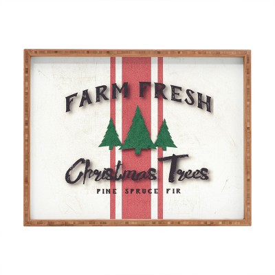 Monika Strigel FARMHOUSE SHABBY SIGN FRESH TREES Rectangular Tray -Deny Designs
