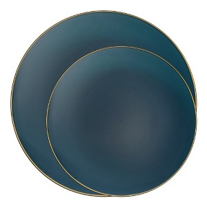 Smarty Had A Party Navy w/ Gold Rim Organic Plastic Dinnerware Set - 40 Sets - 1 of 4