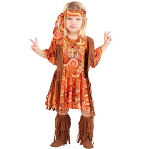 HalloweenCostumes.com Fringe Toddler Groovy Peace Costume - 1 of 3