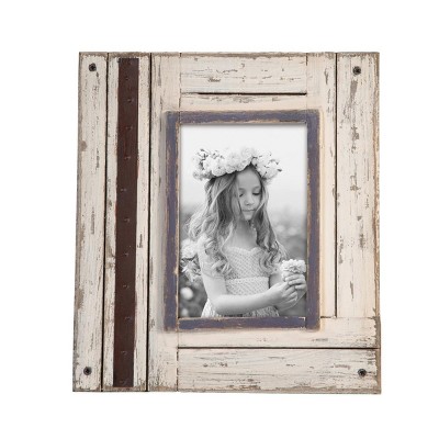 4x6 Inch Rustic Patched Picture Frame Wood, Mdf & Glass By