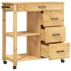 vidaXL Kitchen Trolley MONZA 33.1 in.x15.7 in.x35.4 in. Solid Wood Pine - 4 of 4
