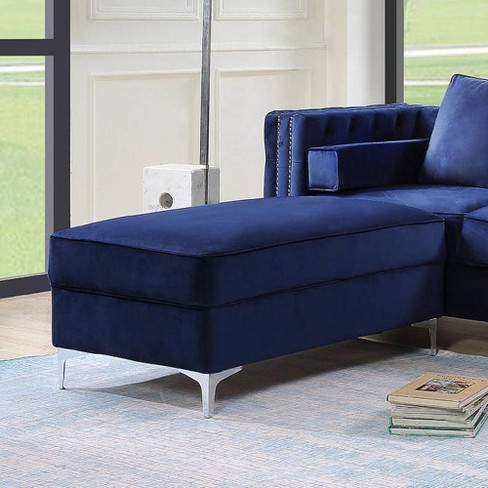 Blue velvet store ottoman target