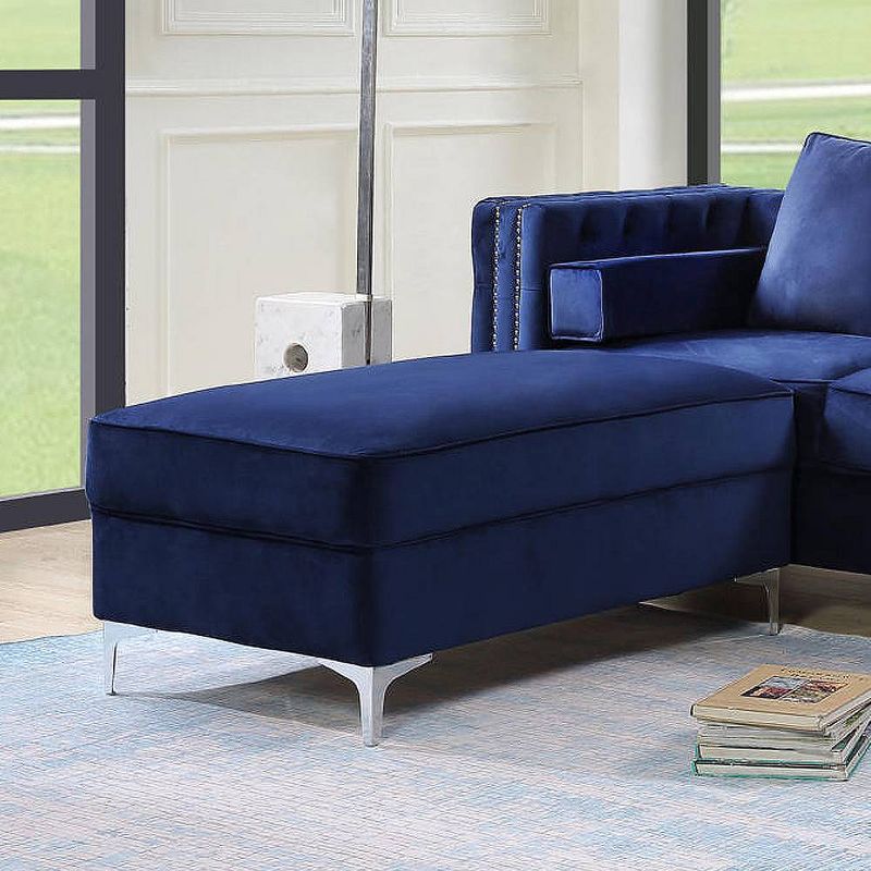 45&#34; Bovasis Velvet Ottoman Blue - Acme Furniture, 1 of 7