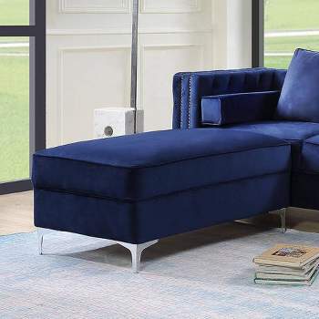 45" Bovasis Velvet Ottoman Blue - Acme Furniture
