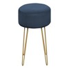 Alilang 13.75 inch Round Upholstered Accent Stool with Gold Hairpin Legs-Blue - 4 of 4