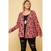 Slickblue Plus Size Animal Print Open Front Cropped Cardigan for Women, Long Sleeve, Red, Size 1XL-3XL - 2 of 4