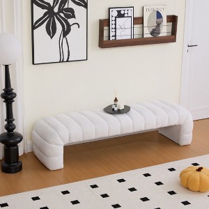 Aortzio 69.7"W Chenille Waterfall Bench End of Bed,Entryway Ottoman with Storage,Large Size Footstool for Bedroom,Living Room - 1 of 4