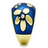 Slickblue Women's IP Gold Stainless Steel Ring, Capri Blue Epoxy Accent, Floral-Inspired Band Design, Size 5-10 - 4 of 4