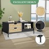 GustoWave Rattan Coffee Table with LED Lights, 4 Large Storage Drawers and 2 Open Storage Shelf for Living Room, Apartment, Office, Black/Oak - 4 of 4