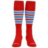 PEAR SOX Striped OTC Baseball, Softball, Football Socks - Scarlet Red, White, Sky Blue (C) - 2 of 4